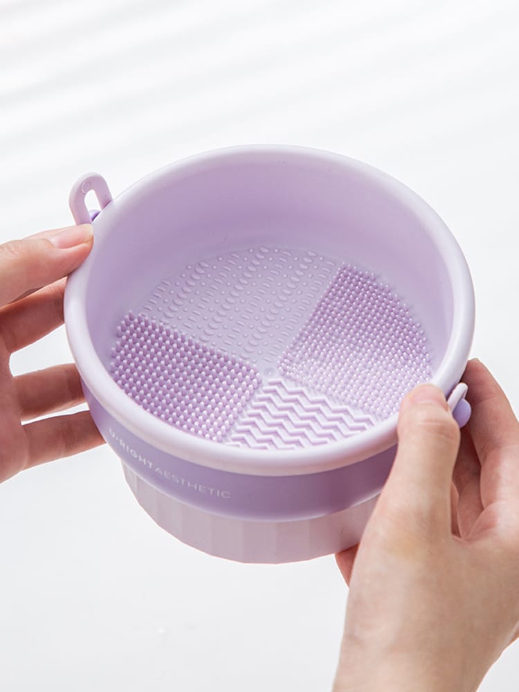 2 in 1 Silicone Makeup Brush Cleaning Bowl with Dryer on the other side