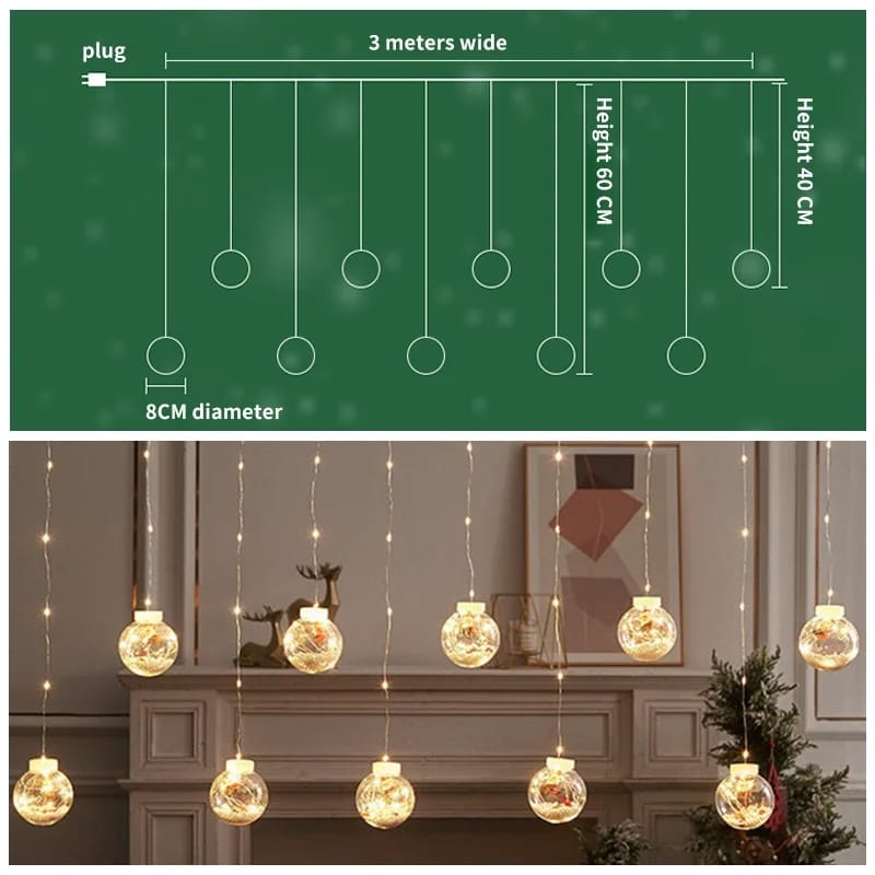 10pcs Christmas wish ball LED Garland curtain light