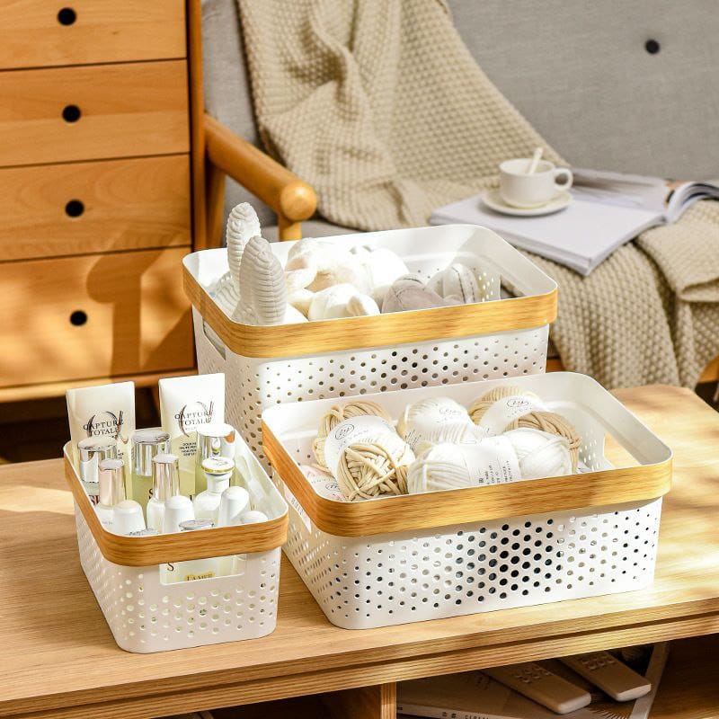 Multipurpose Storage Basket Organizer Box with goldish lining
