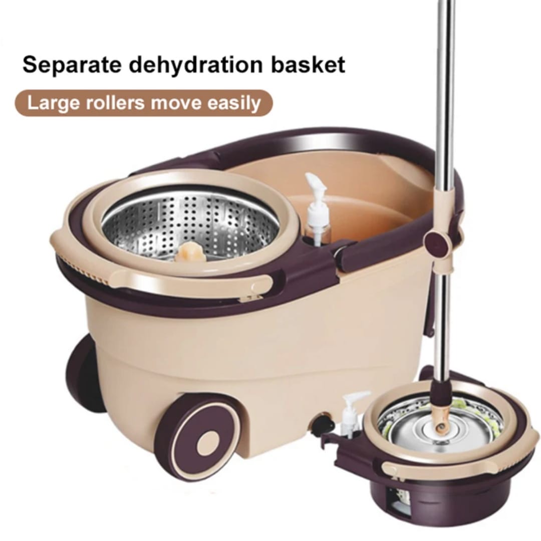 360° Spin Mop with Bucket and Dehydration Basket(comes with two mop heads
