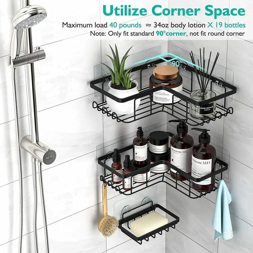 3pcs corner shower caddy with soap dish