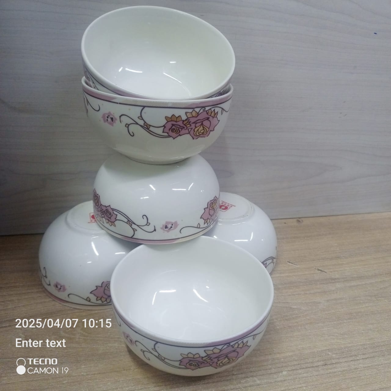 Ceramic flowered soup bowls