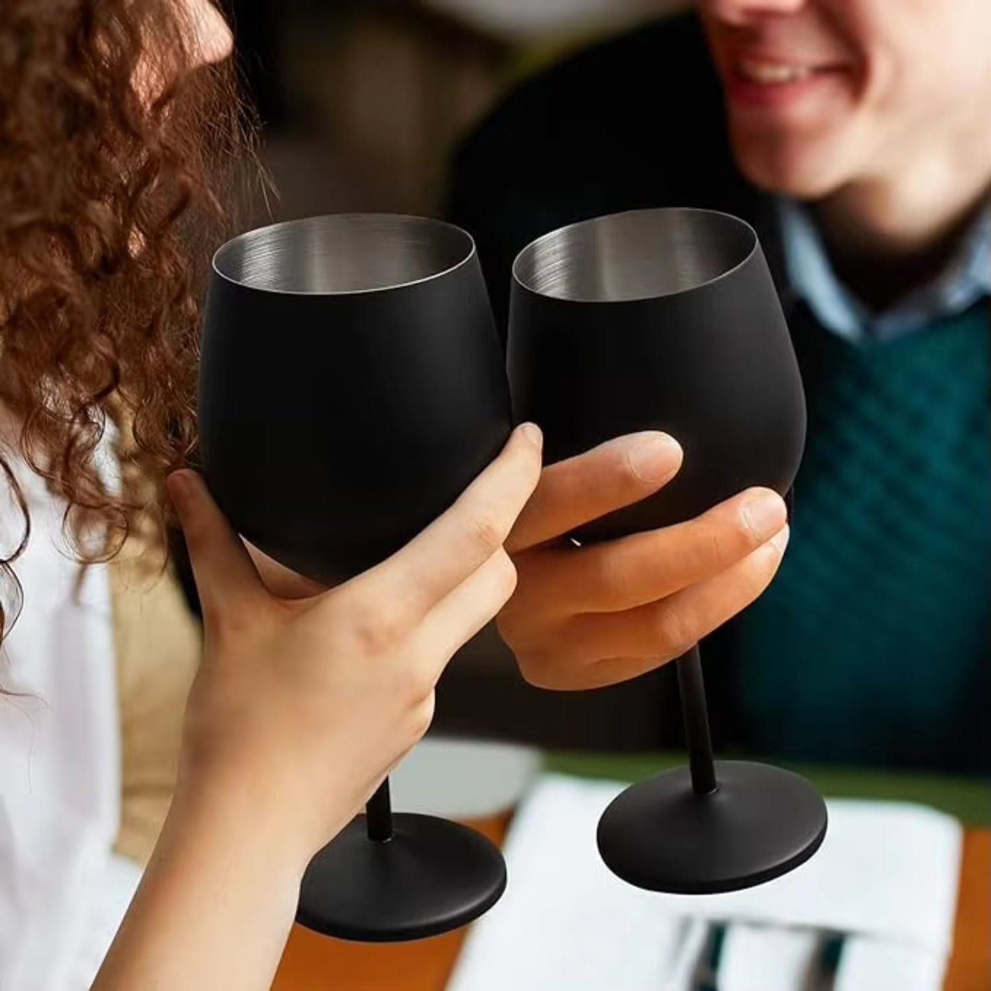 6Pcs Matte Black Wine Glass Goblet