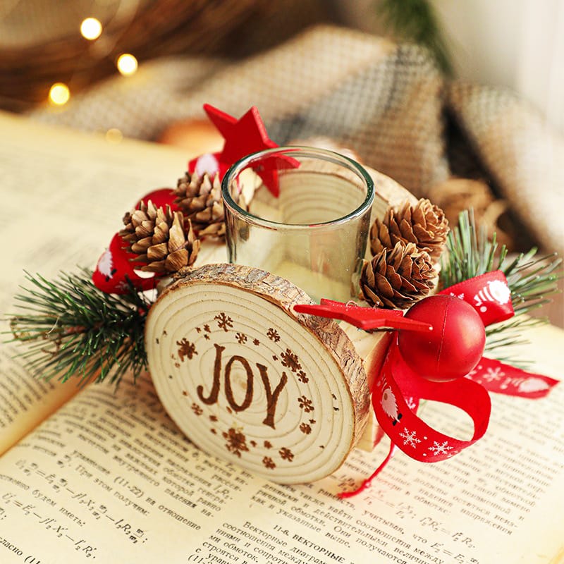 Wooden Candlestick Christmas Decoration Candle