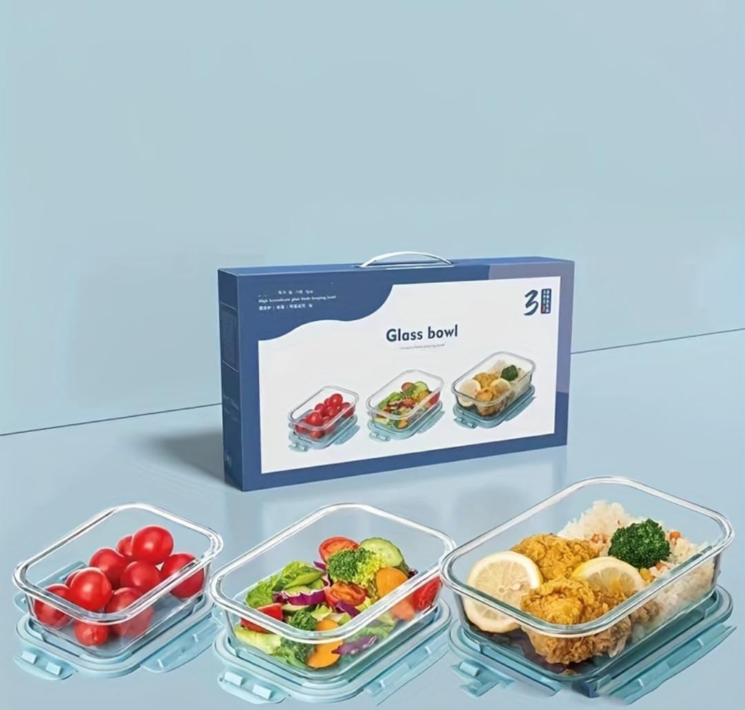 3Pcs Glass Lunch Box