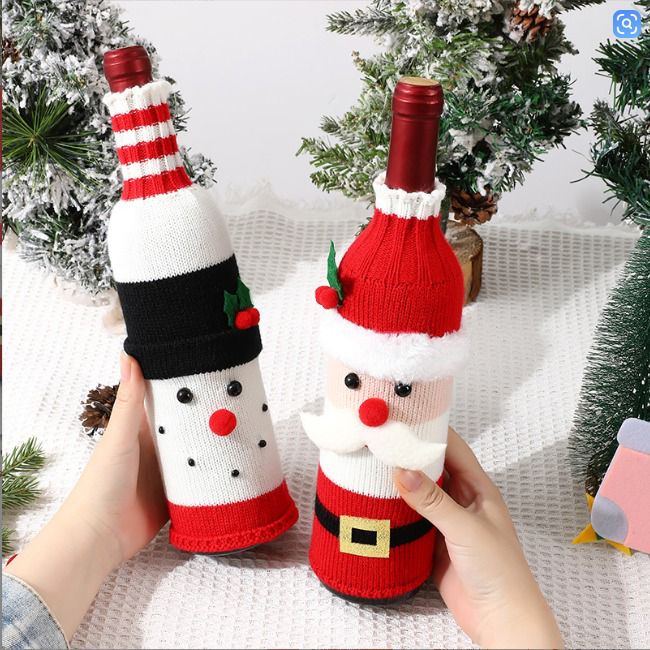 Woven Christmas Wine Bottle Cover