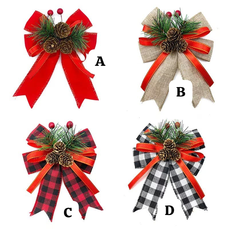 CHRISTMAS BOW WITH PINE CONES