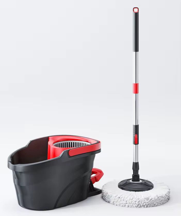Black spin mop bucket with a foot pedal