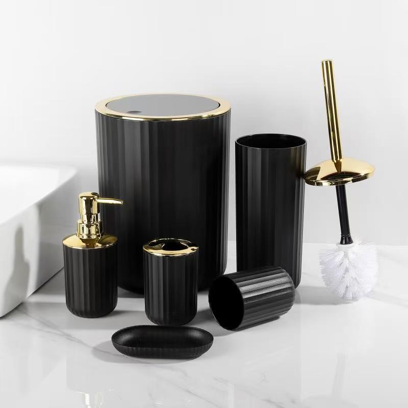 6 in 1 luxury bathroom accessories set with touch of gold & Silver(Round)