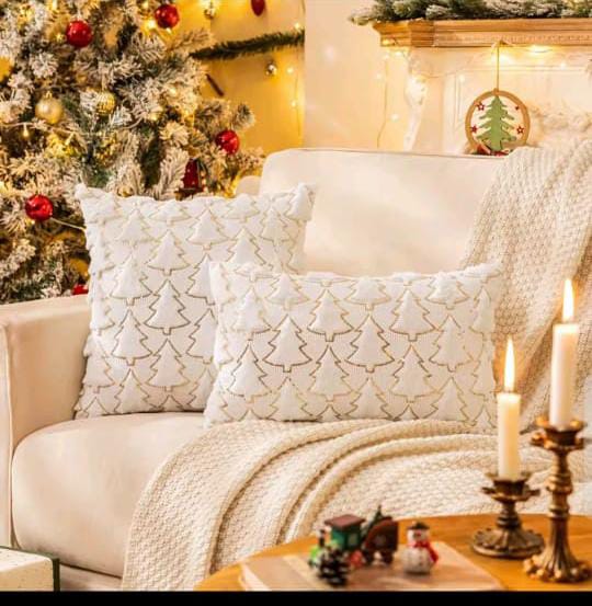 Christmas Tree Glitter Plush Cushion Cover Home Decor Pillowcase