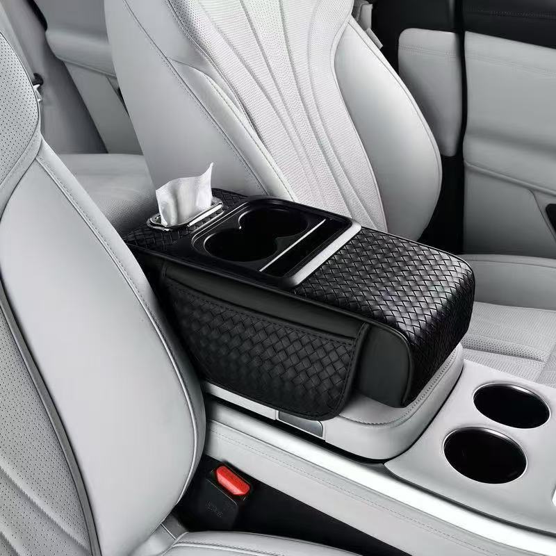 NEW Design Auto center console armrest cushion with 2 cups holder,tissue holder,side storage
