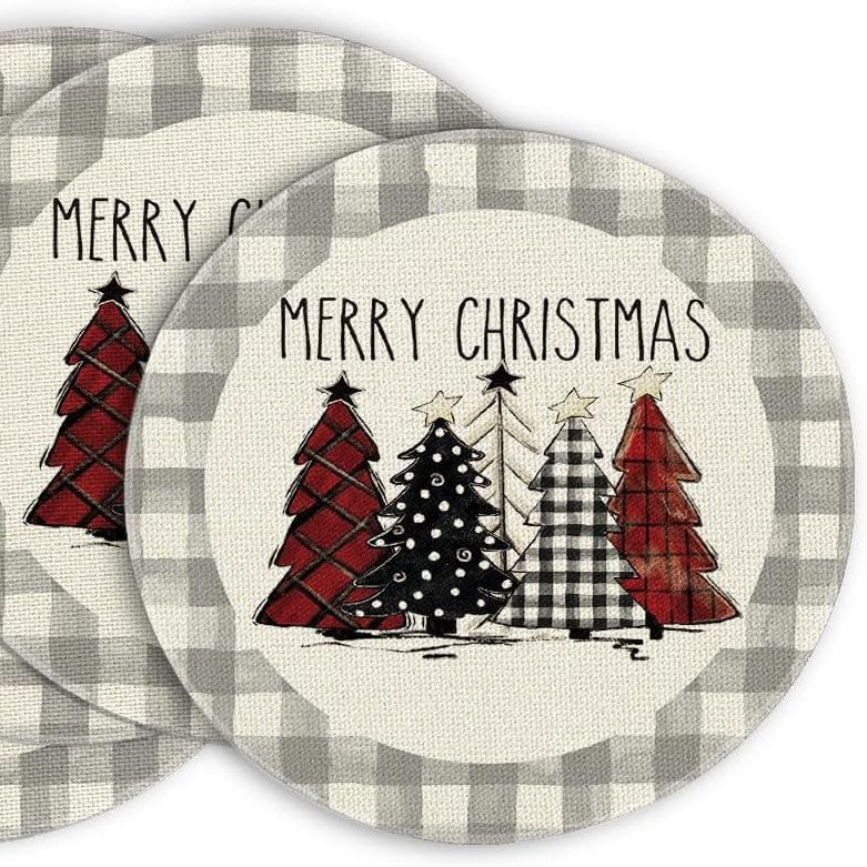 Plaid Christmas Round Placemats Set of 2pcs 650/-