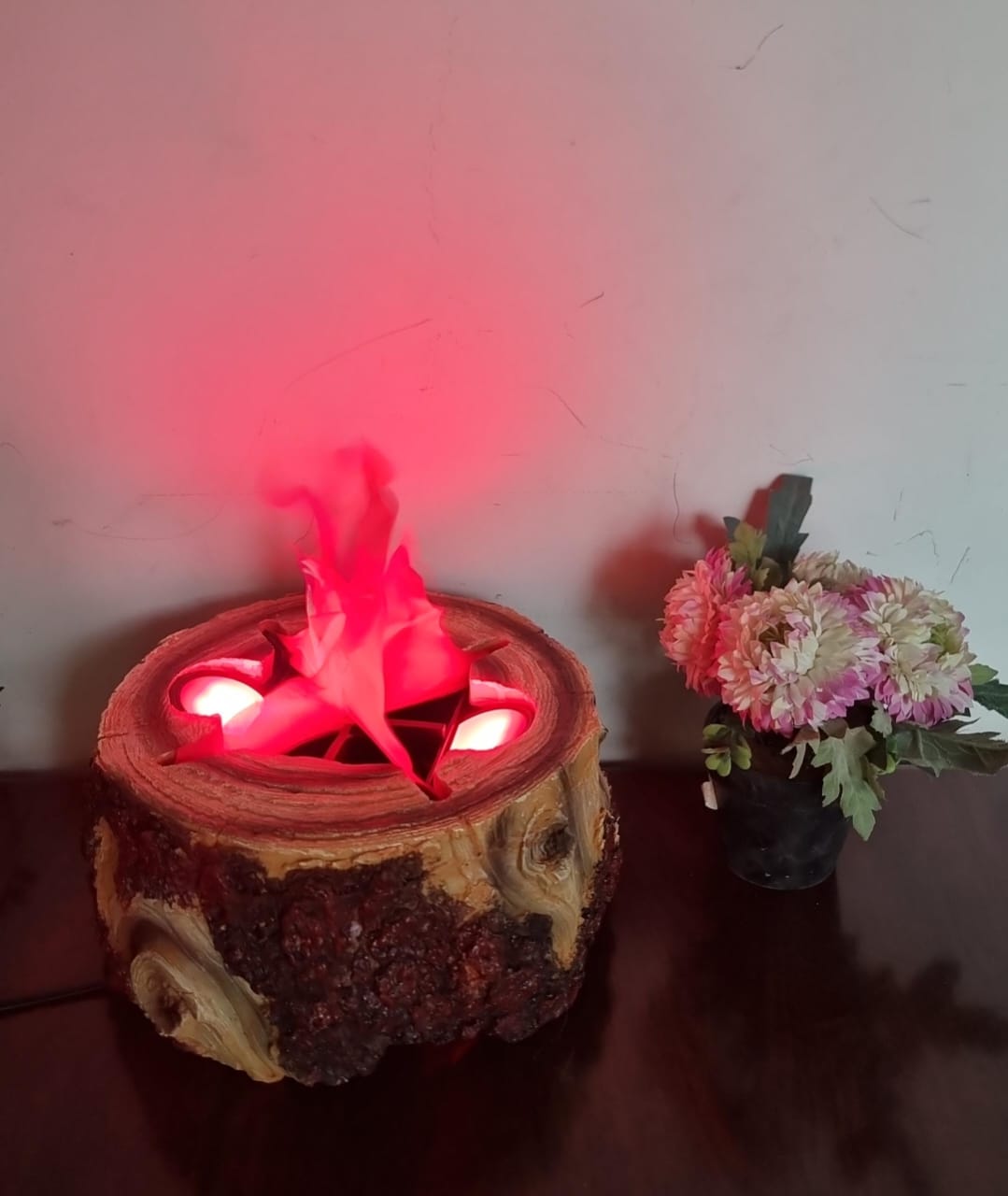 Electric Wooden tree stump Fireplace decor display piece