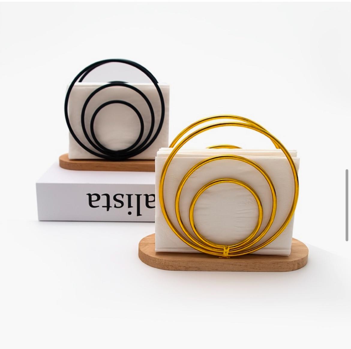 Elegant Metal Napkin Holders with Wooden