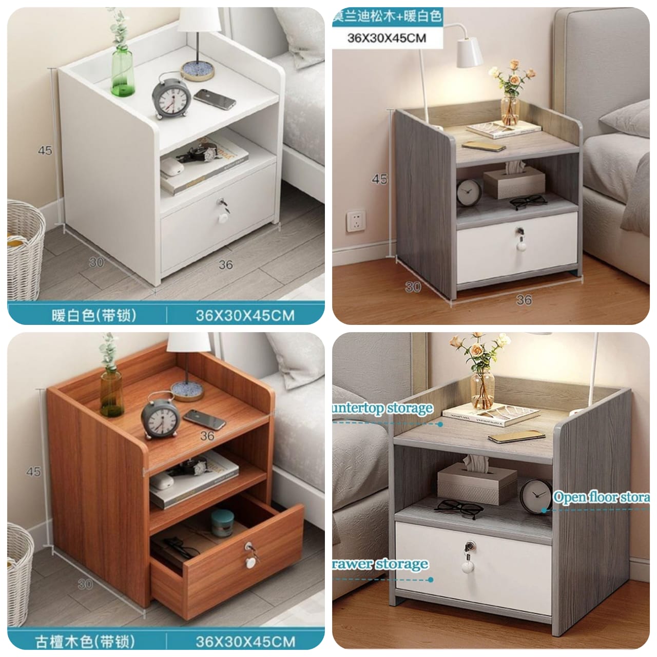 MINI BEDROOM MODERN BEDSIDE STORAGE WITH LOCKER