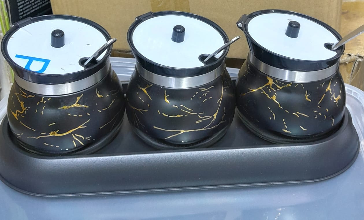 3 in 1 CONDIMENTS set glass