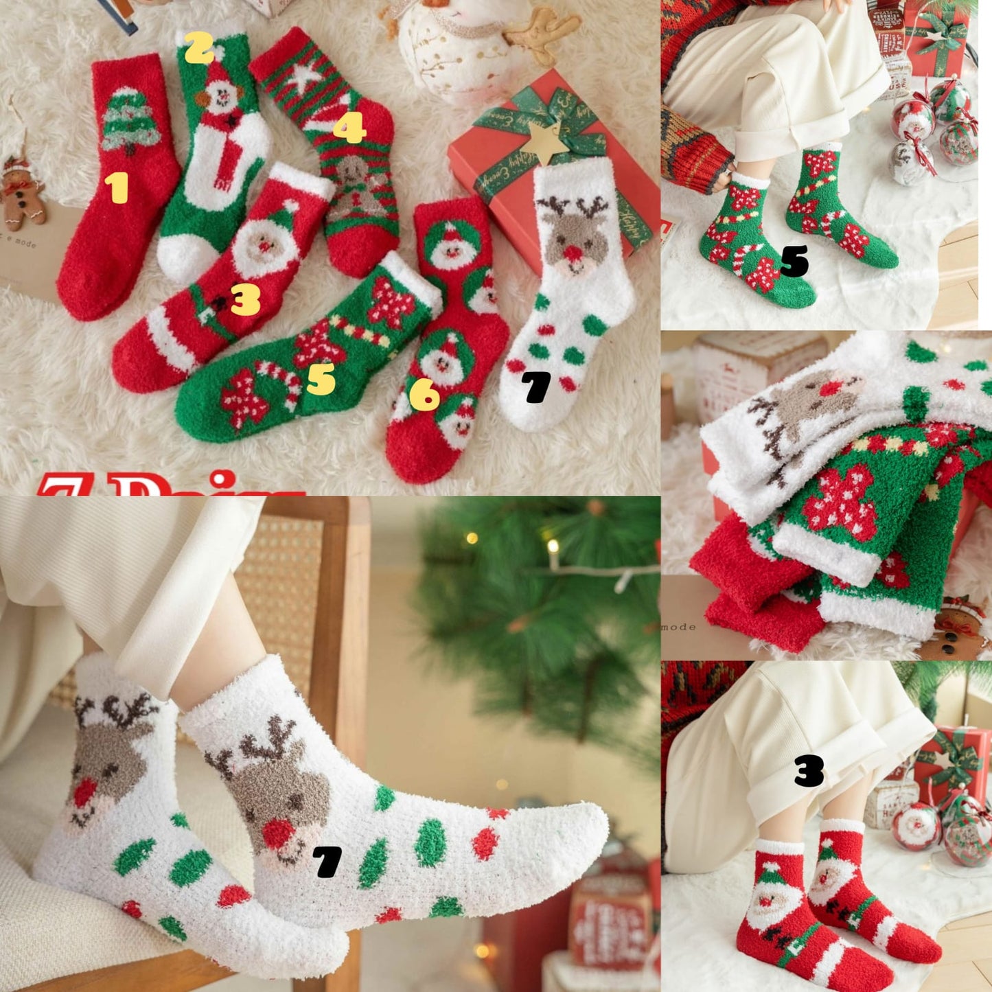 CORAL FLEECE CUTE CHRISTMAS SOCKS