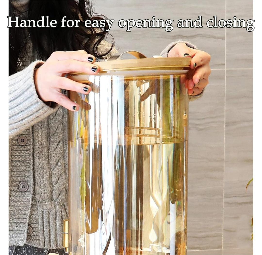 3.6L Golden borosilicate glass beverage dispenser with bamboo lid