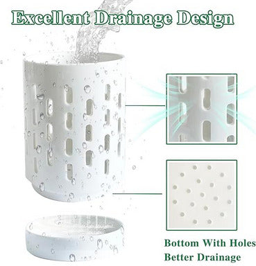 Ceramic cutlery holder with drainer