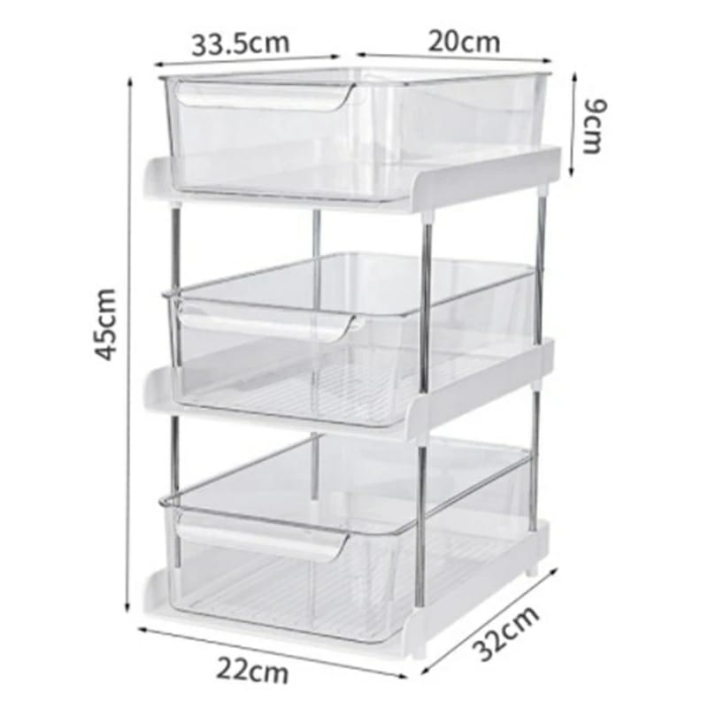 3 Tier multifunctional Organiser with clear drawer bins