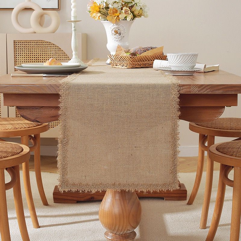 Natural Burlap Linen Woven Table