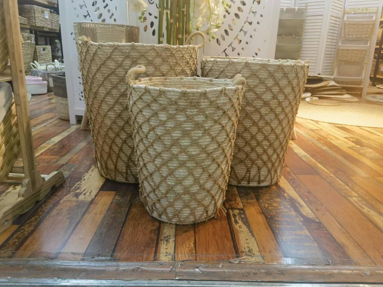 Set of 3 Stackable handmade baskets