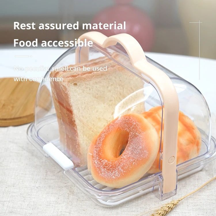 Portable plastic bread storage box with a roll up lid