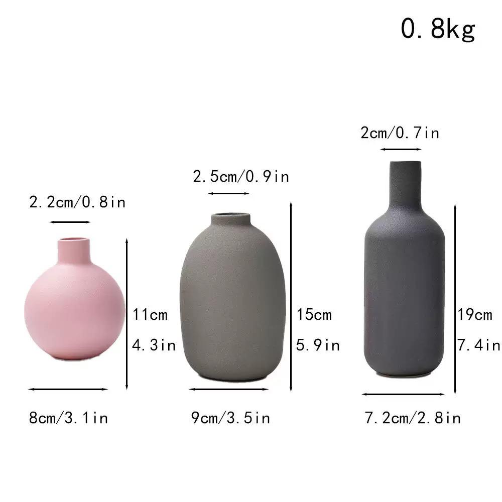 Set of 3 simple, elegant design , muted color vases