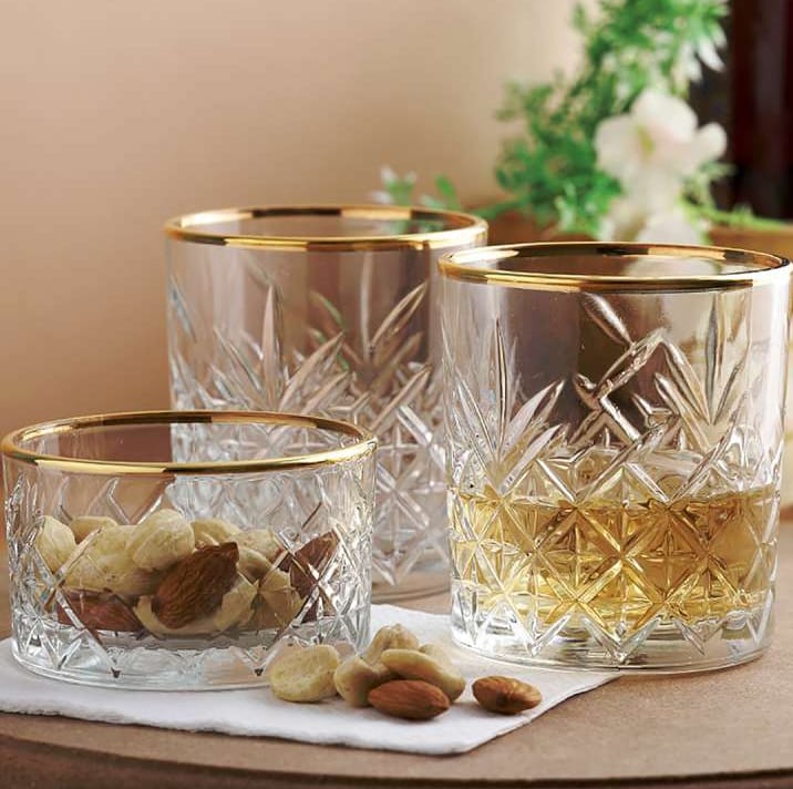 Glass crystal gold ring flower short