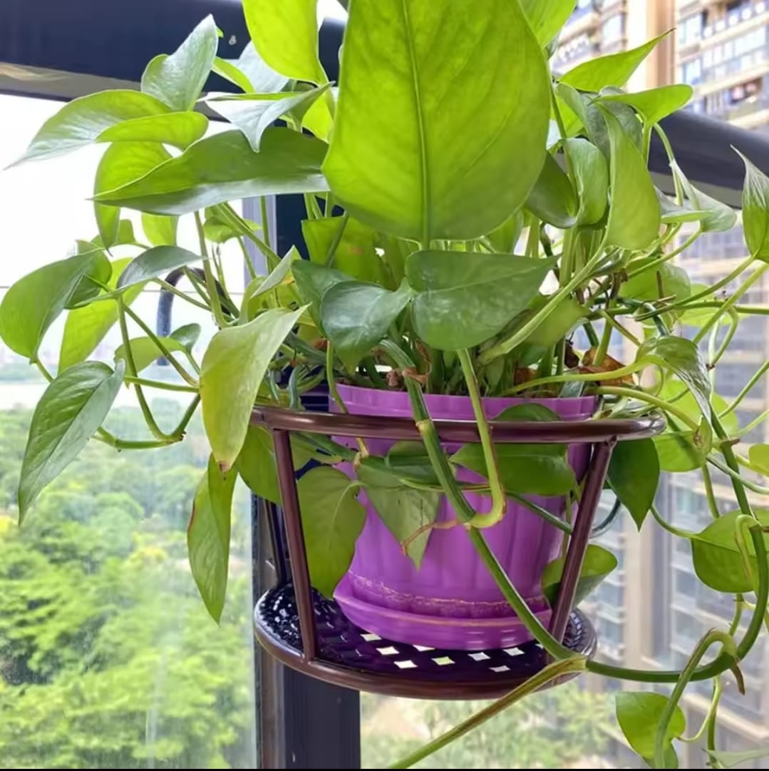 Metallic over the balcony flower pot holder
