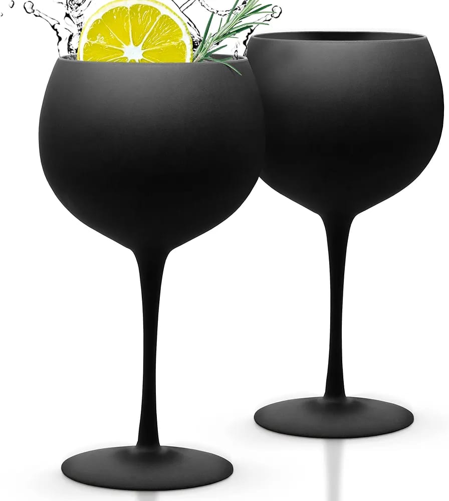 6Pcs Matte Black Wine Glass Goblet