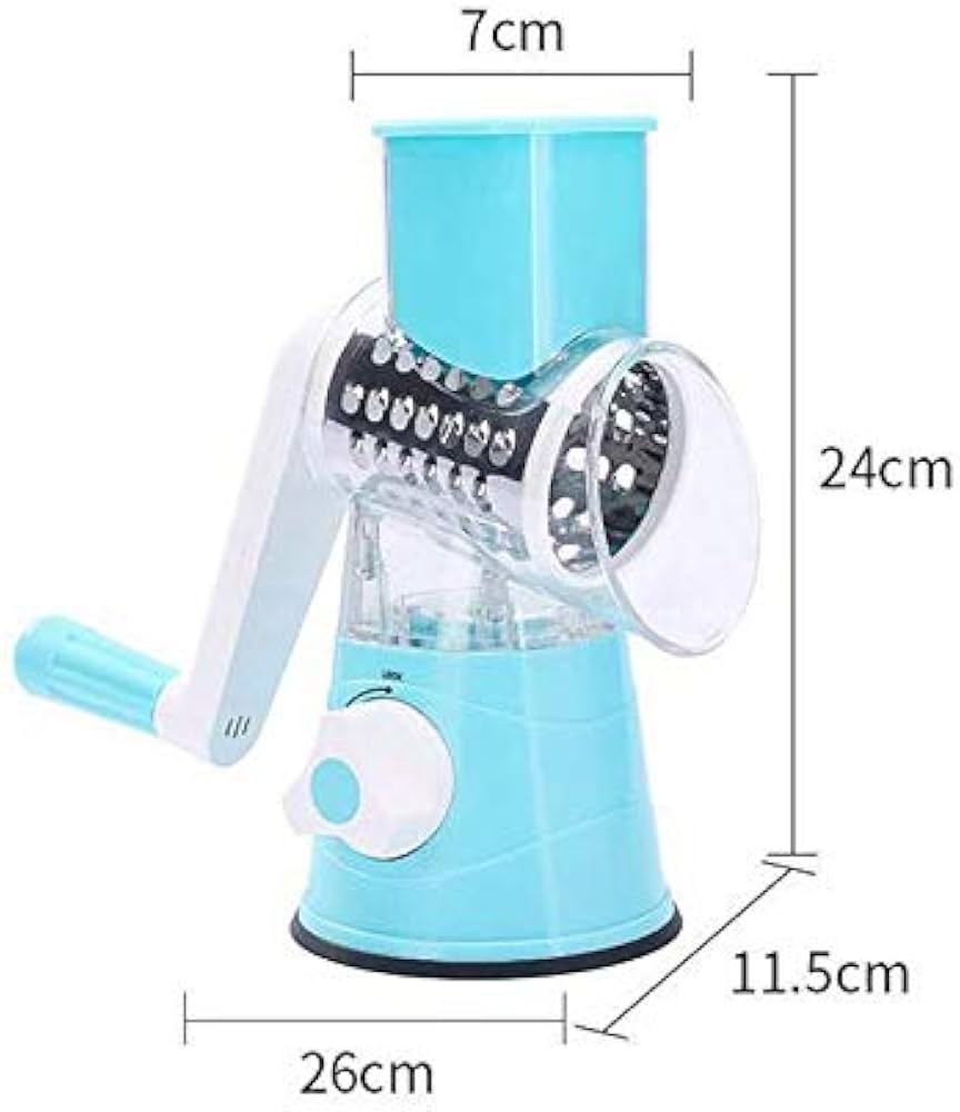Rotary drum grater veggie slicer with 3 slicing options