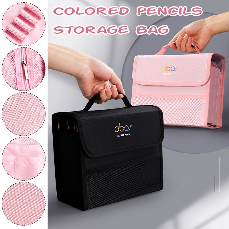200 slots colored lead pencils storage bag