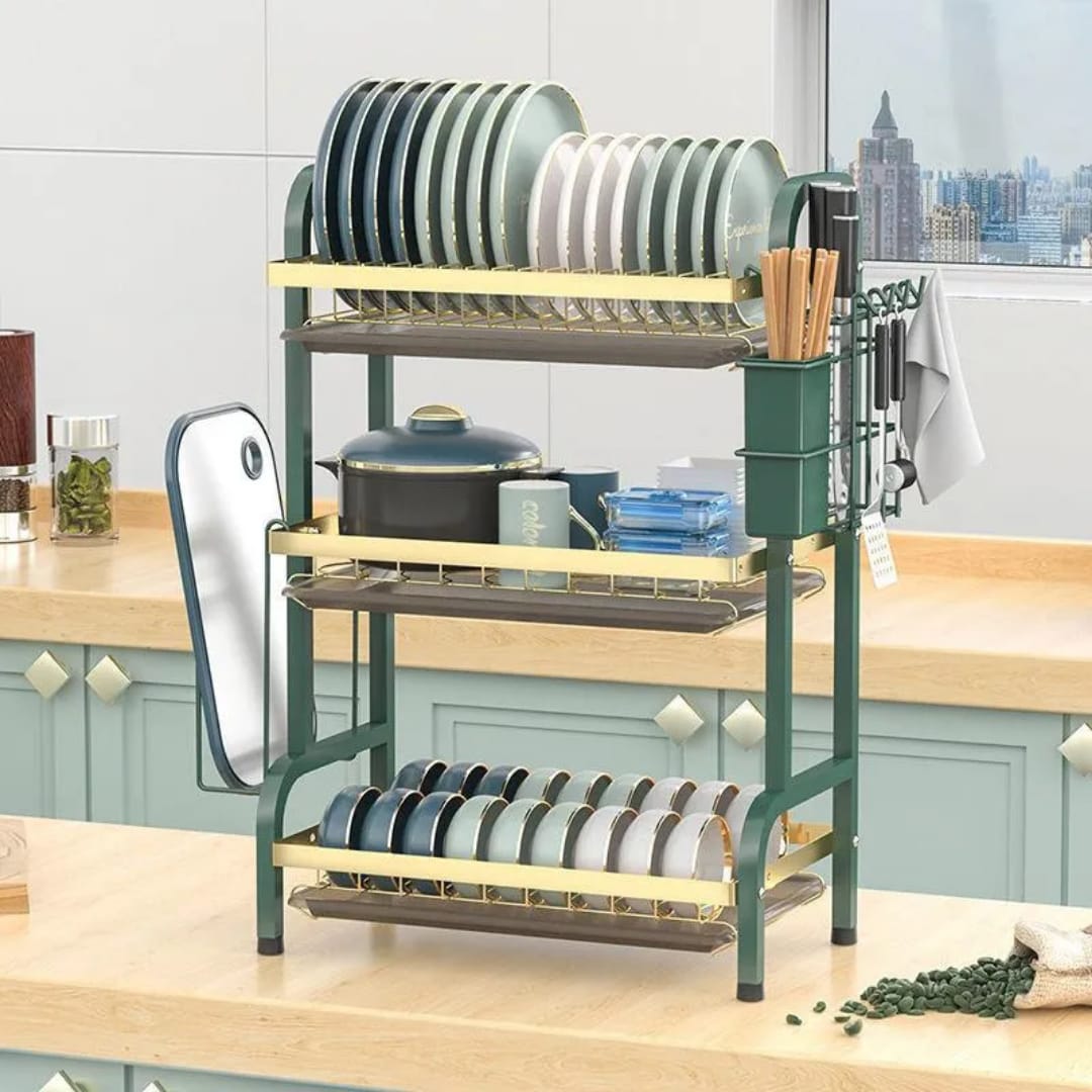 3tier dish rack with cutlery holder & Chop Board Holder