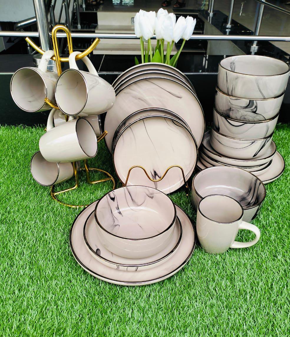 24pc marble Ceramic Dinner Set