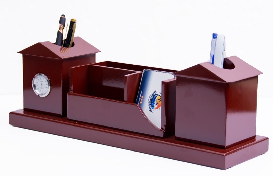 Elevate Your Workspace: Elegant Wooden Desk Organizer