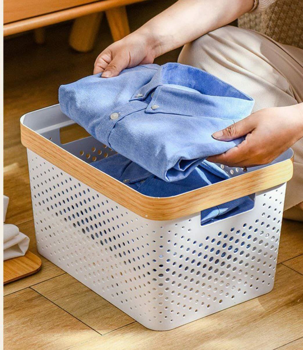 Multipurpose Storage Basket Organizer Box with goldish lining