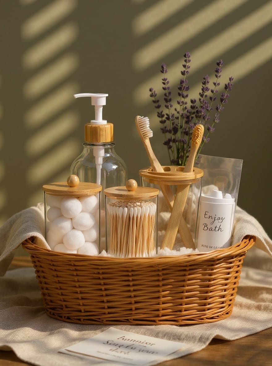 4pcs Bamboo Bathroom Accessories