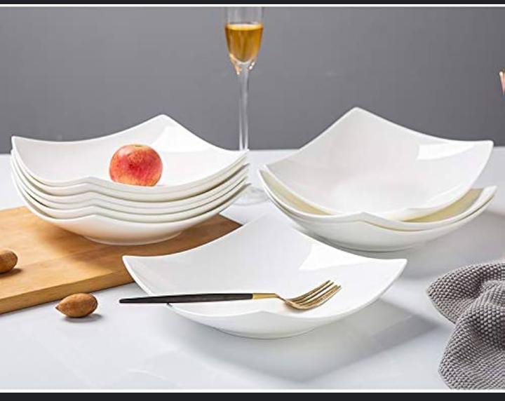 Bone chine square soup plate