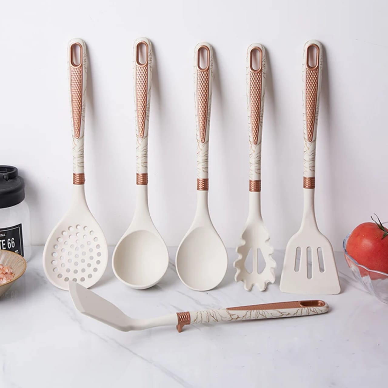 7pcs High Quality Silicon Kitchen set with storage Rack