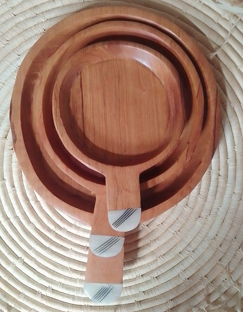 3 IN 1 Handcrafted Wooden Serving Board Pan