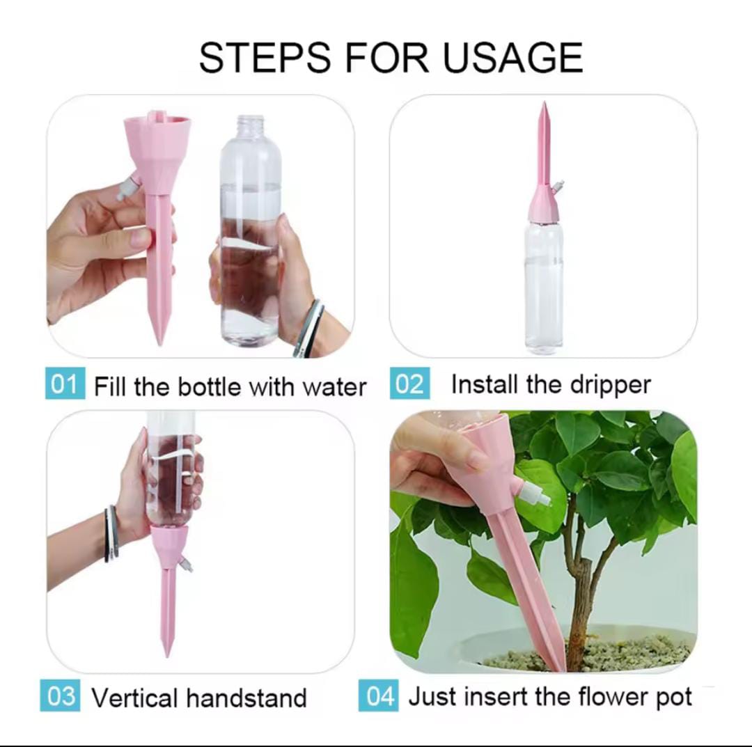 Self Watering Spikes, 6Pcs Plant Watering Devices, Automatic Watering System for Potted Plants with Slow Release Valve, Adjustable Water Volume Drip Irrigation Control System for Home Vacation
