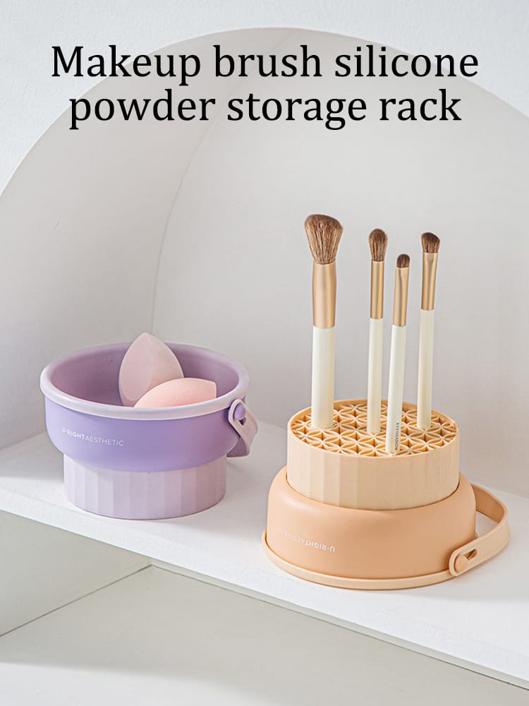 2 in 1 Silicone Makeup Brush Cleaning Bowl with Dryer on the other side