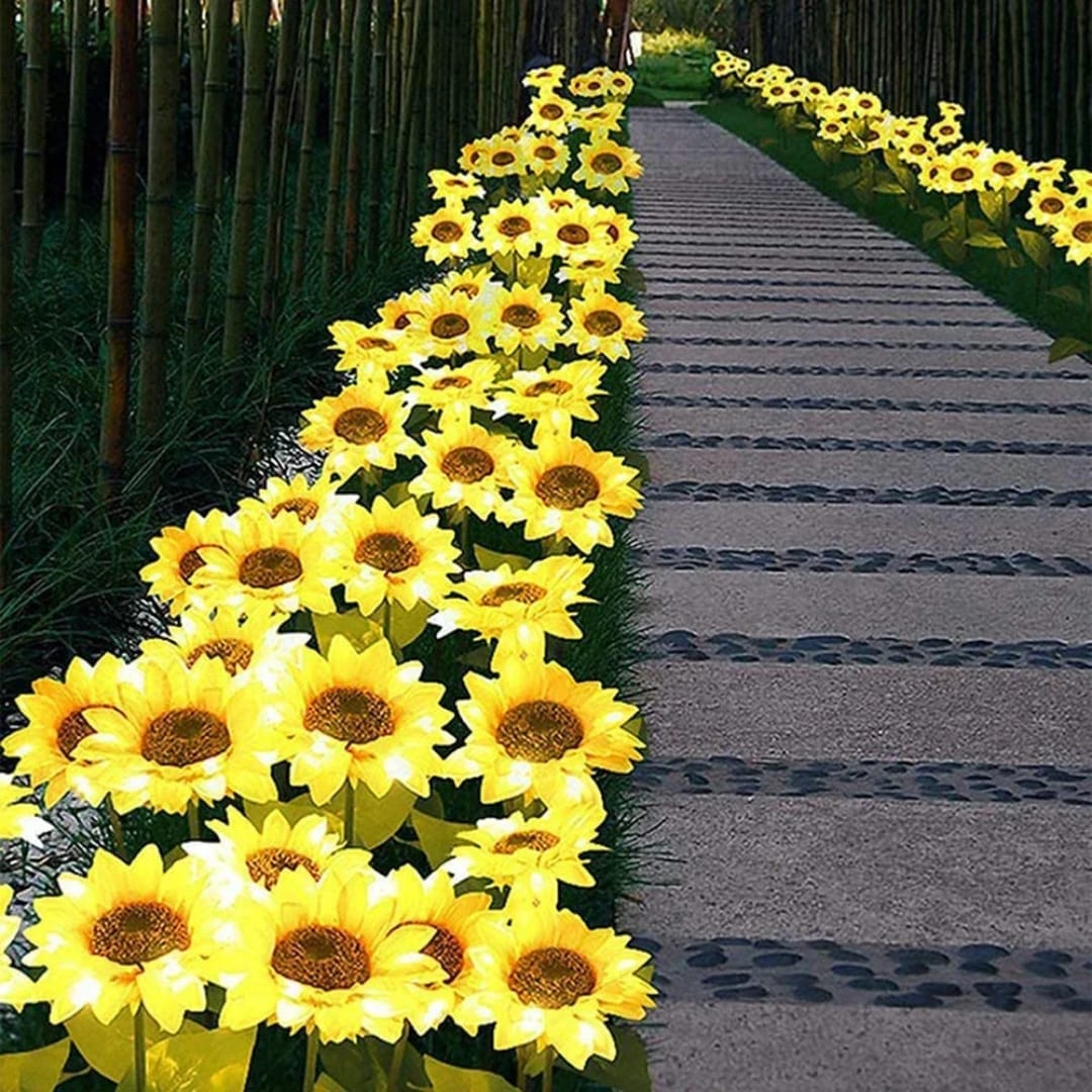 2 pack sunflower solar powered lights