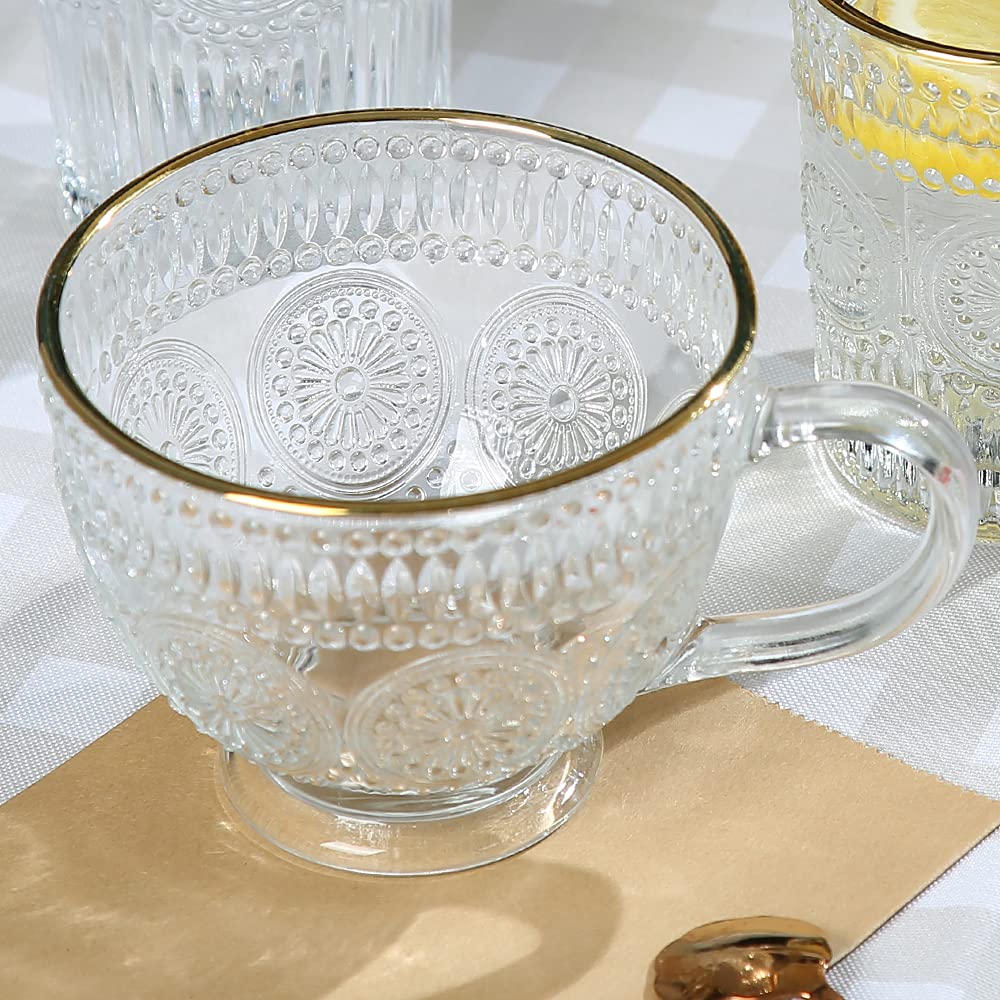 Set of 3 Romantic 500ml premium water/tea glass set, suitable for refreshing, soda and beverages