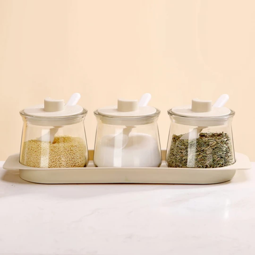 3pcs Canister set with bamboo lid