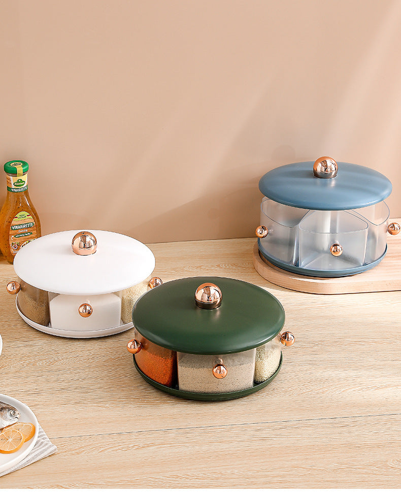Rotating seasoning 5 grid storage box