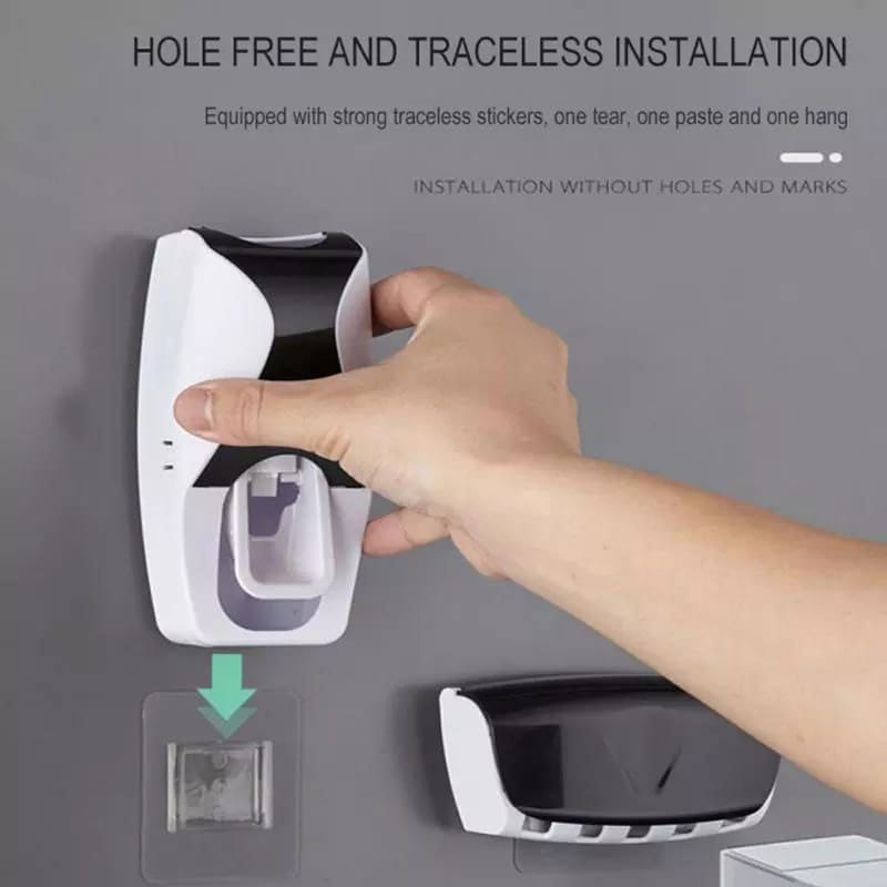 Toothpaste dispenser with toothbrush holder