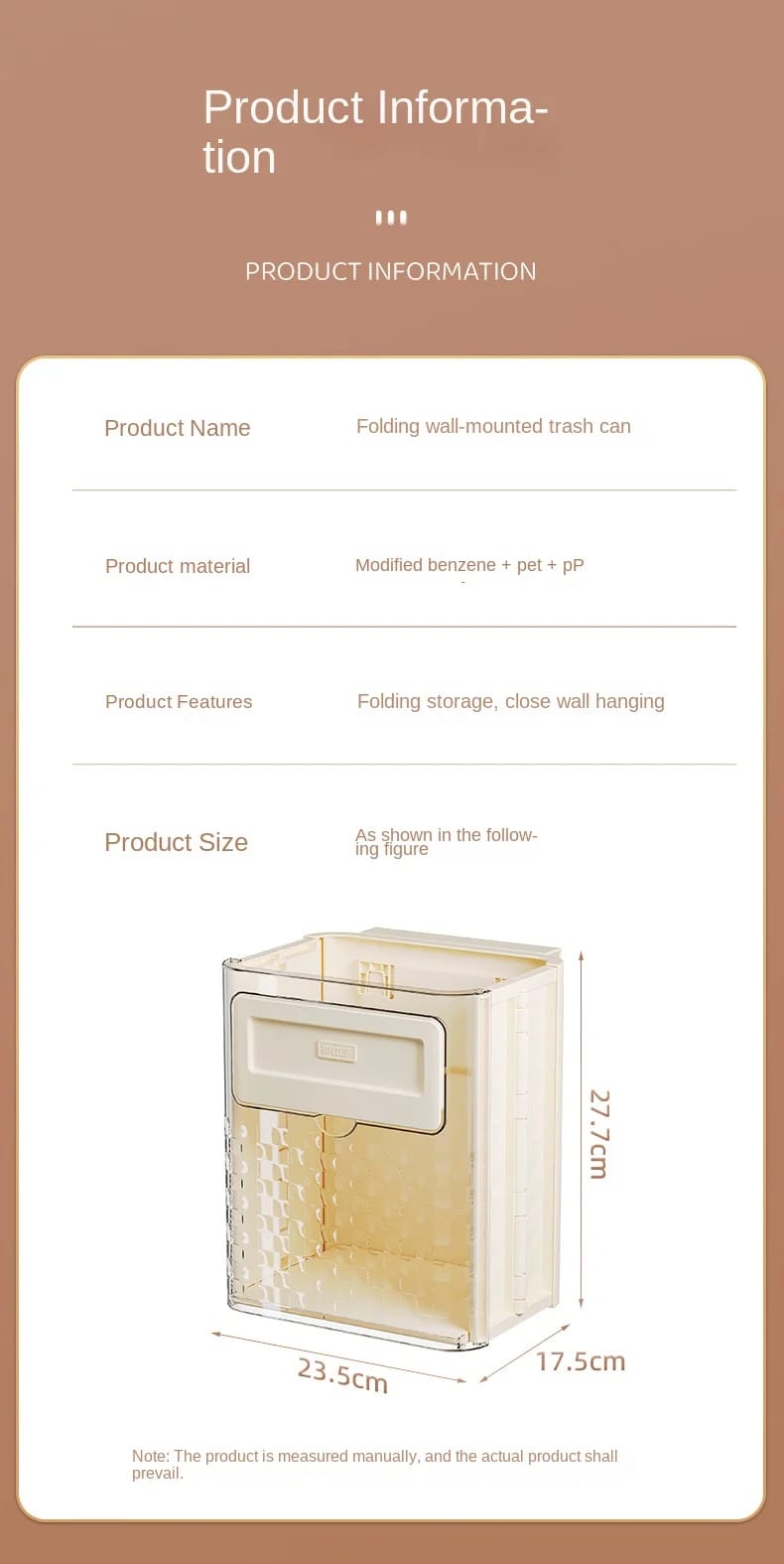 10L Wall-mounted Folding Rubbish Bin