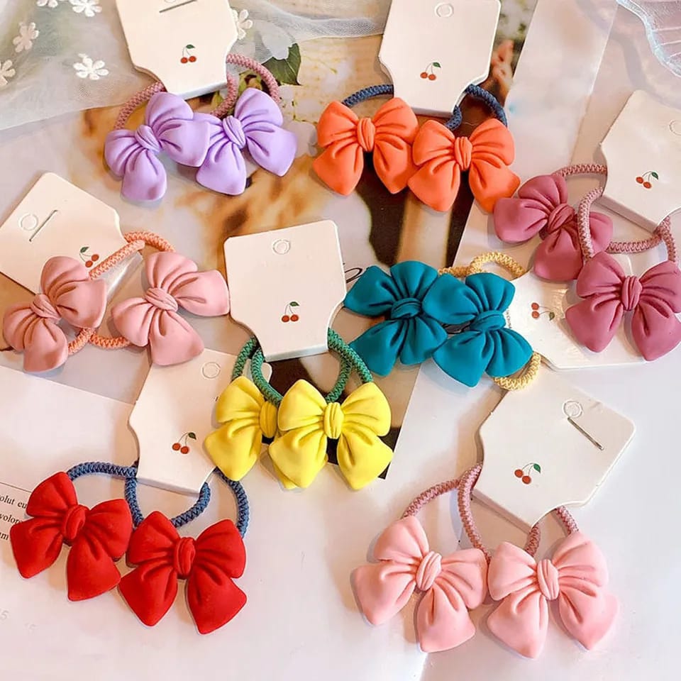 2pcs Cute Bowknot Elastic Hair Bands